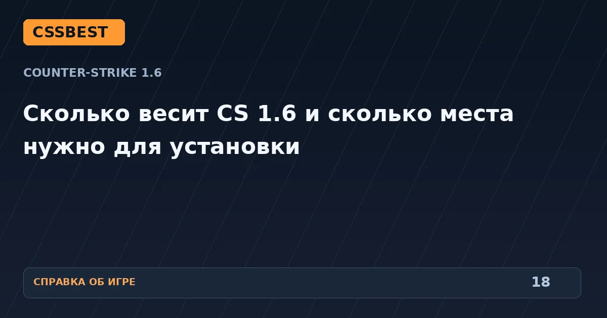 Сколько весит CS 1.6 и сколько места нужно для установки